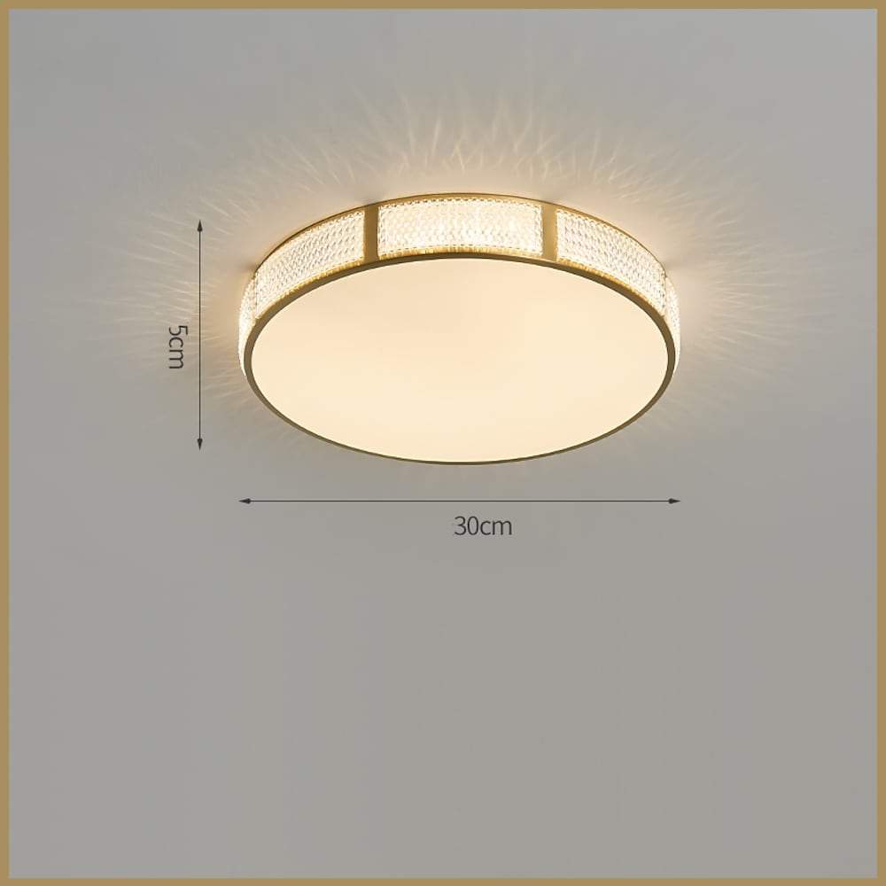 Modern Nordic Copper LED Flush Mount Ceiling Light with Geometric Acrylic Shade