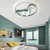 Cartoon Dinosaur Round LED Flush Mount Ceiling Light for Kids Room and Playroom Decor