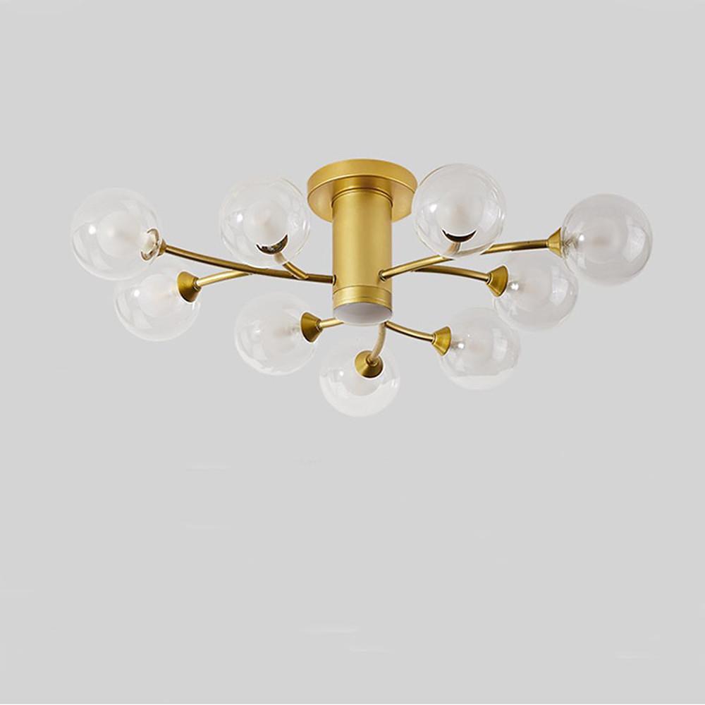 Modern Globe Glass LED Flush Mount Ceiling Light Industrial Metal Lantern Fixture