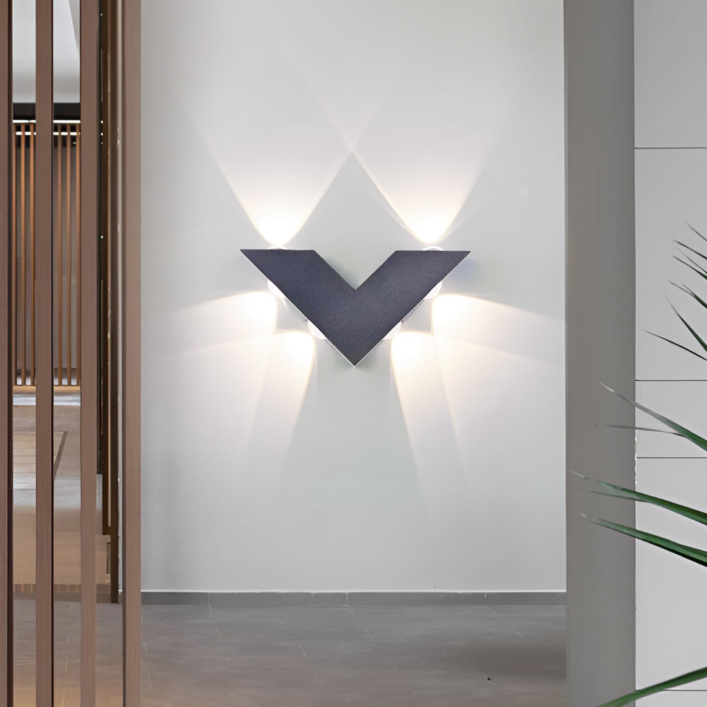 V Shaped Modern Outdoor LED Wall Sconce Waterproof Black Exterior Light for Garden and Entryway