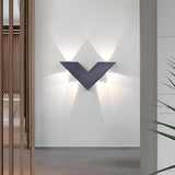 V Shaped Modern Outdoor LED Wall Sconce Waterproof Black Exterior Light for Garden and Entryway