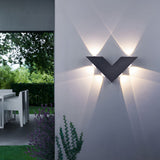 V Shaped Modern Outdoor LED Wall Sconce Waterproof Black Exterior Light for Garden and Entryway