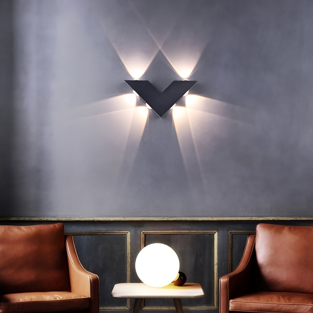 V Shaped Modern Outdoor LED Wall Sconce Waterproof Black Exterior Light for Garden and Entryway