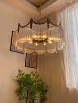 Vacarro Modern Tiered Metal Chandelier Luxury Brass and Glass Pendant Light for Dining Room
