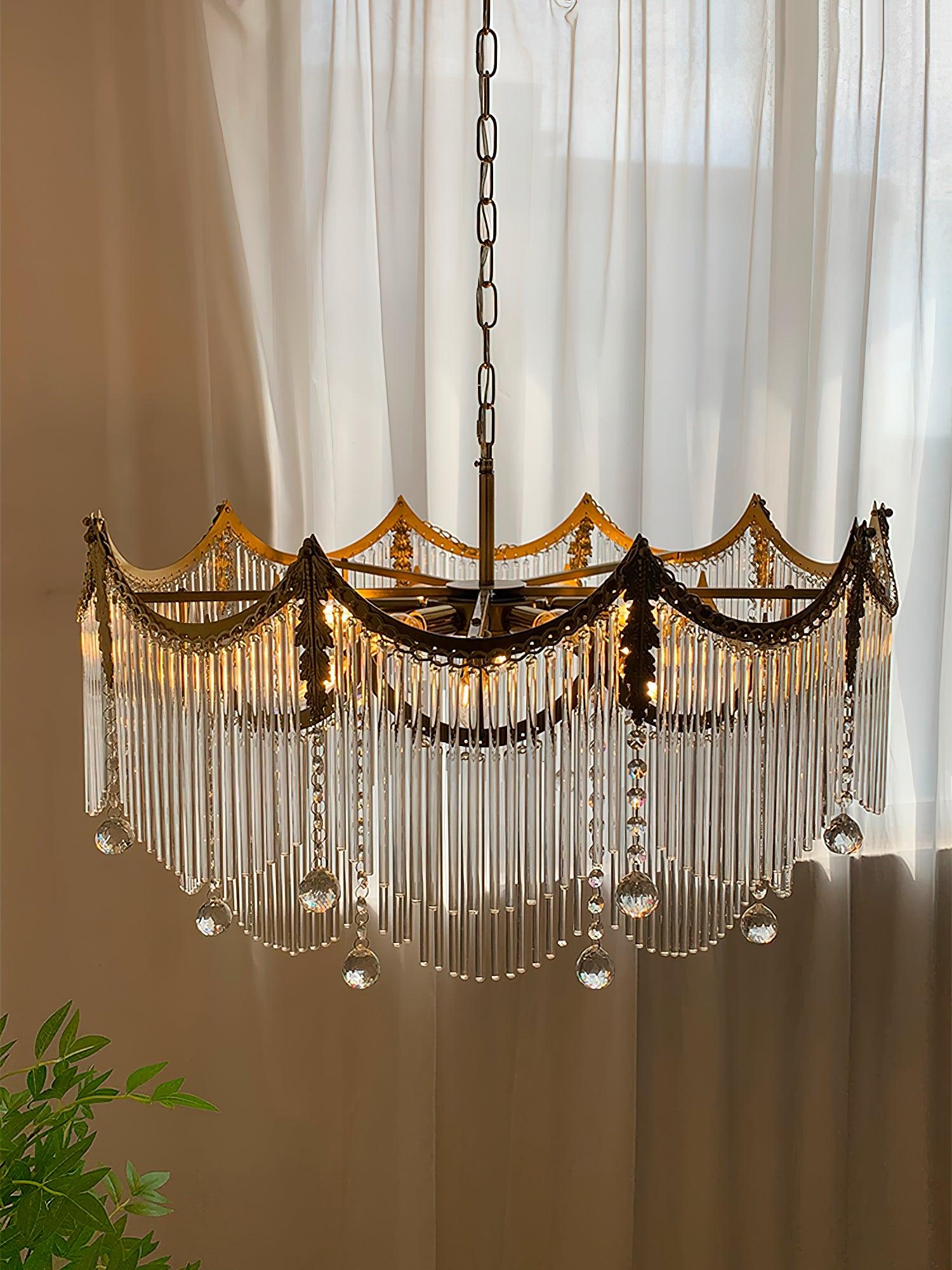 Vacarro Modern Tiered Metal Chandelier Luxury Brass and Glass Pendant Light for Dining Room