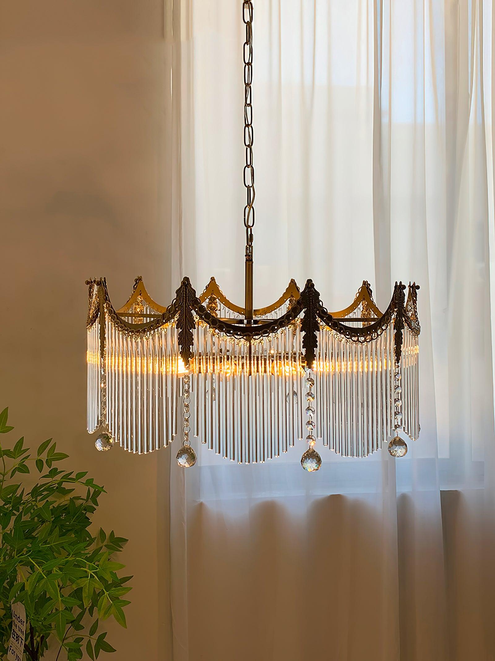 Vacarro Modern Tiered Metal Chandelier Luxury Brass and Glass Pendant Light for Dining Room