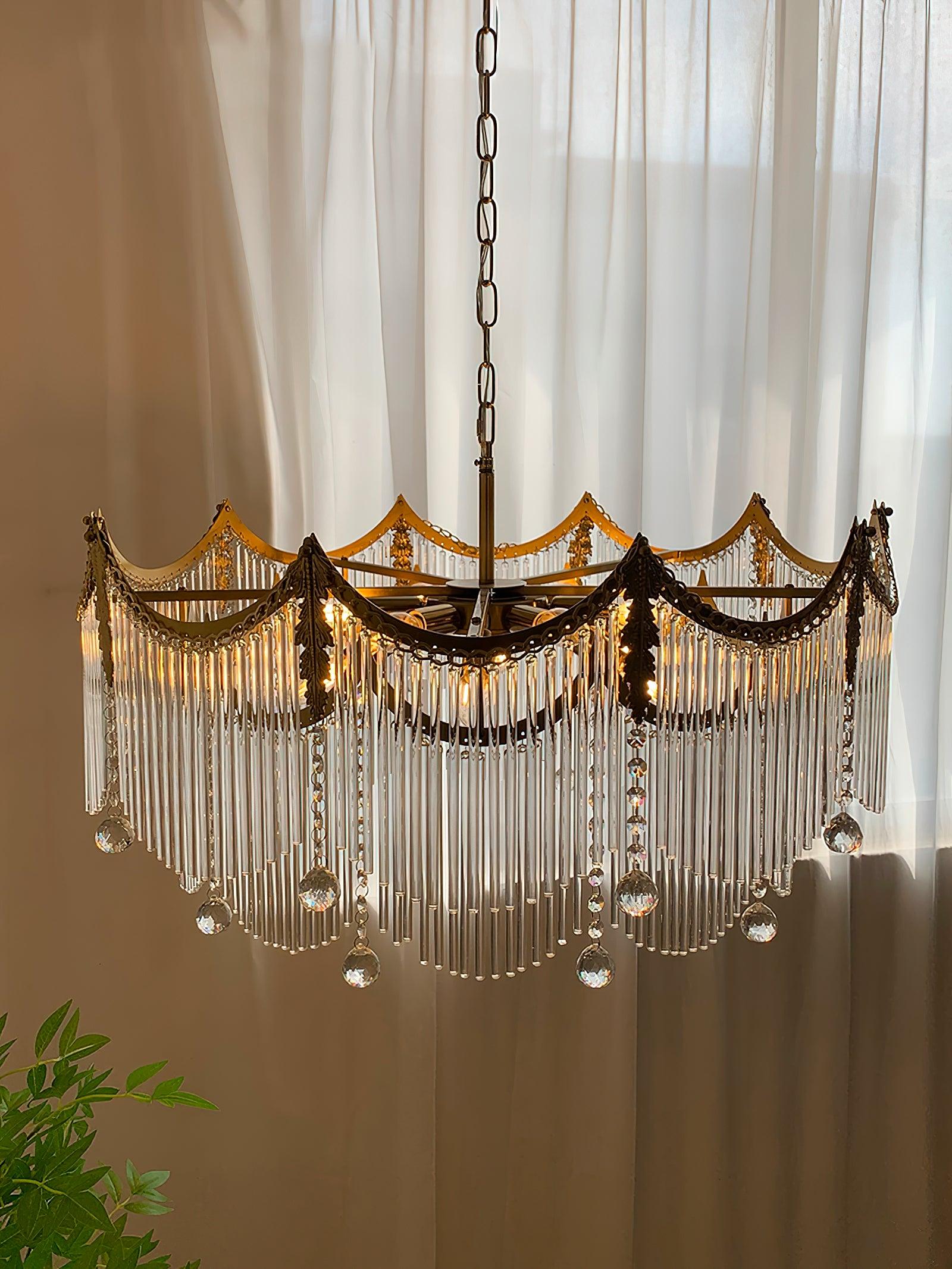 Vacarro Modern Tiered Metal Chandelier Luxury Brass and Glass Pendant Light for Dining Room