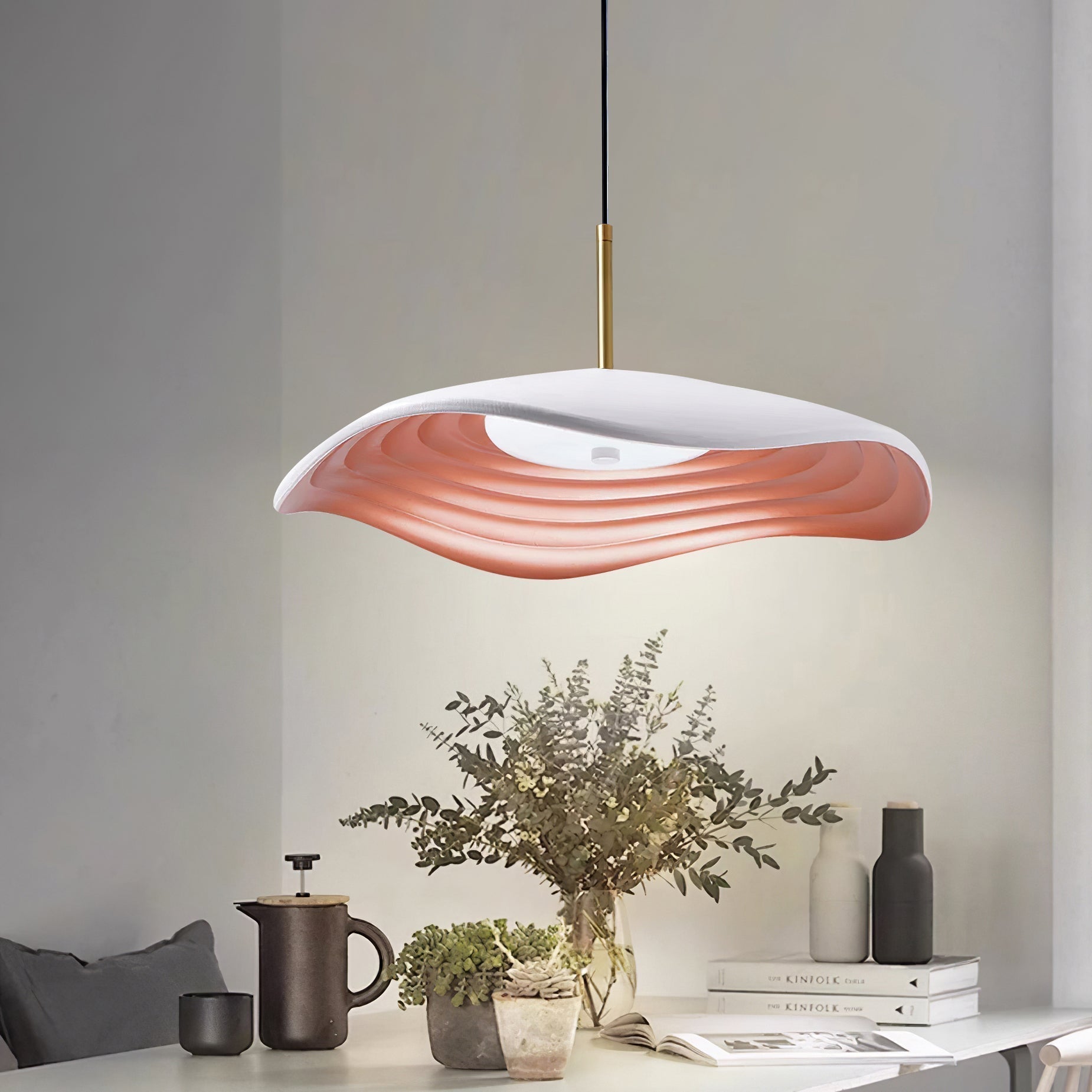 Valentina Modern LED Pendant Light with Curved Resin Shade for Kitchen and Dining Room
