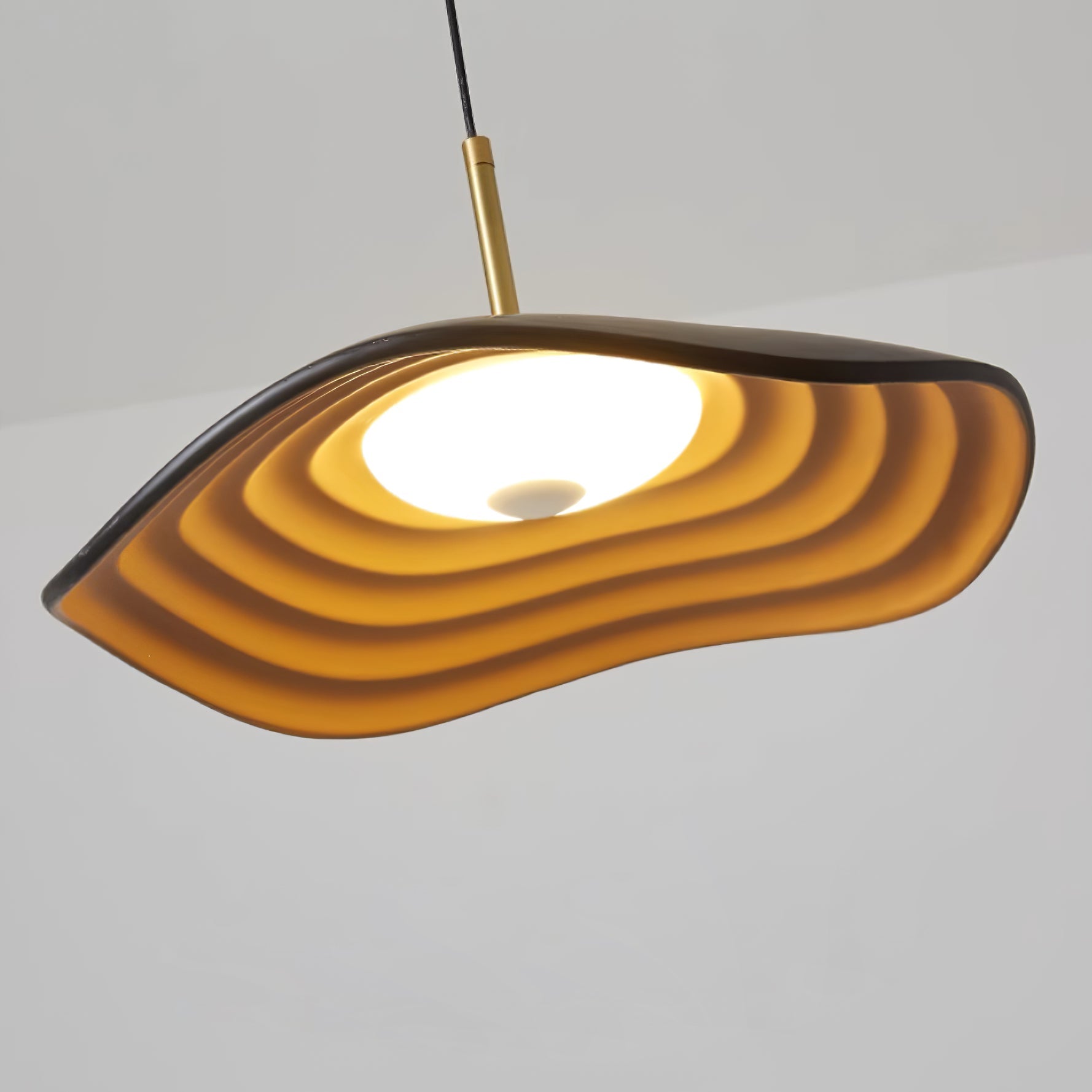 Valentina Modern LED Pendant Light with Curved Resin Shade for Kitchen and Dining Room