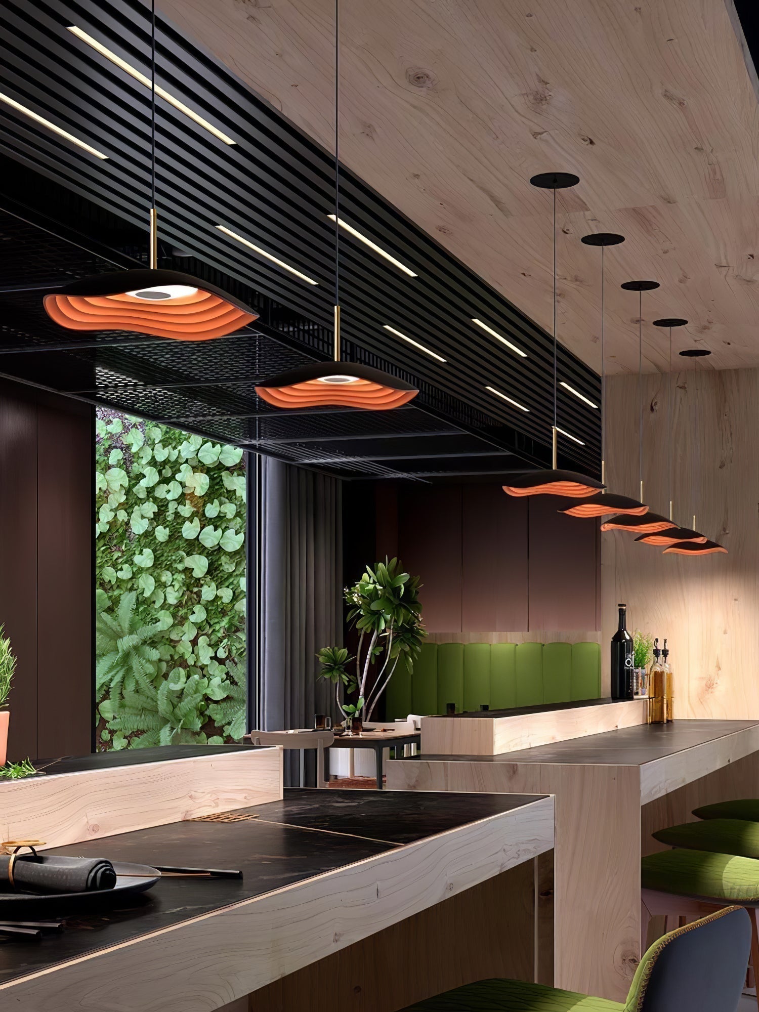 Valentina Modern LED Pendant Light with Curved Resin Shade for Kitchen and Dining Room