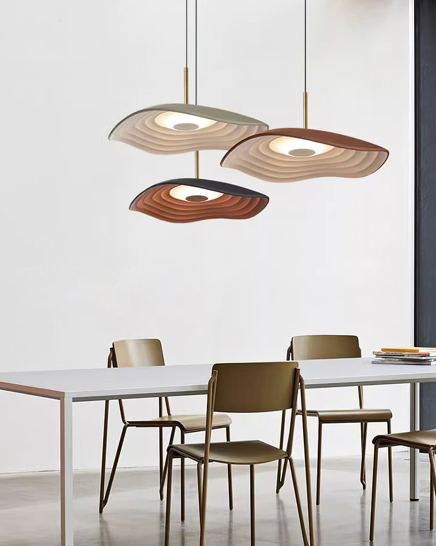 Valentina Modern LED Pendant Light with Curved Resin Shade for Kitchen and Dining Room