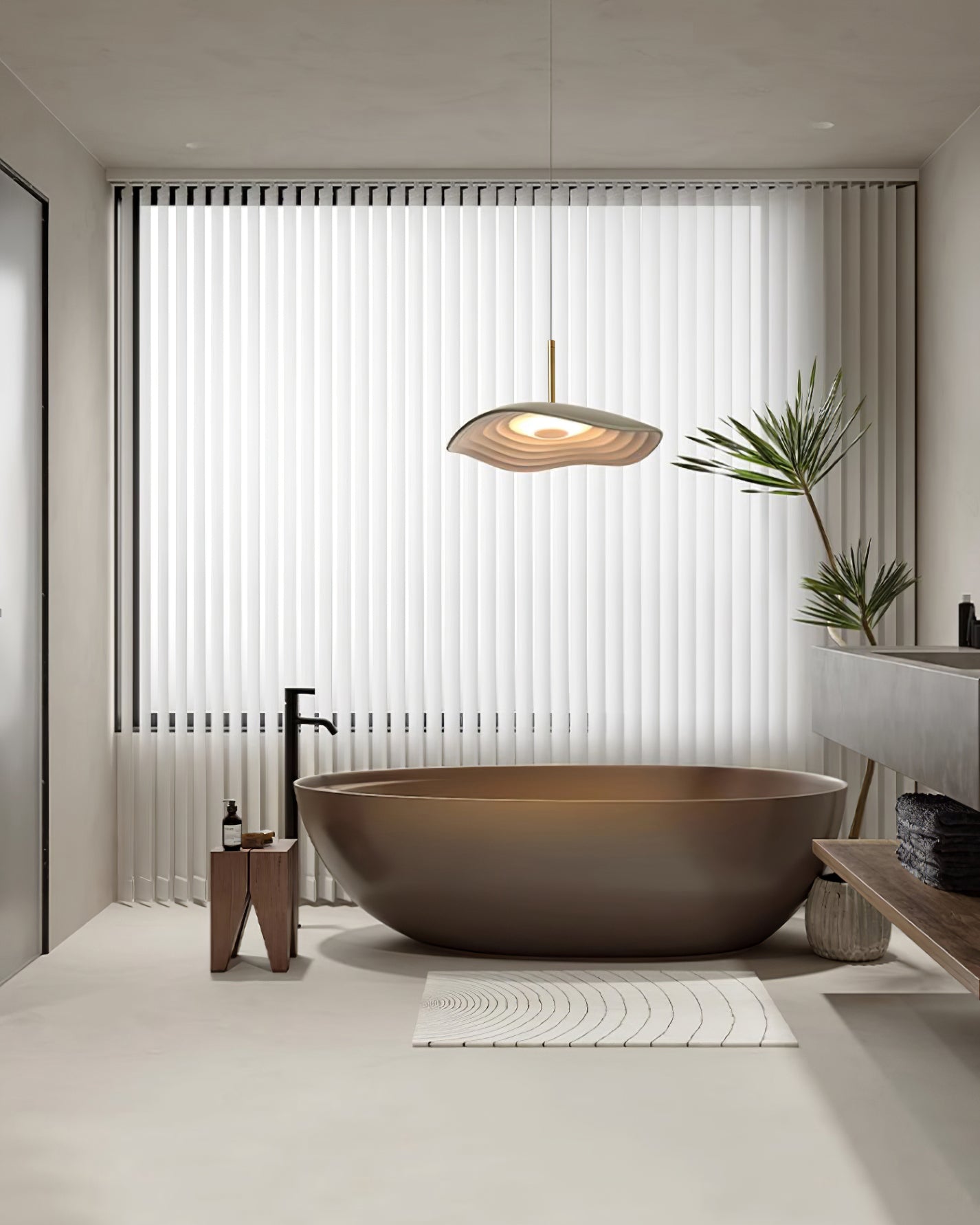 Valentina Modern LED Pendant Light with Curved Resin Shade for Kitchen and Dining Room