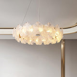 Valery Modern Glass Petal Chandelier Gold Luxury Flush Mount Ceiling Light for Dining Room