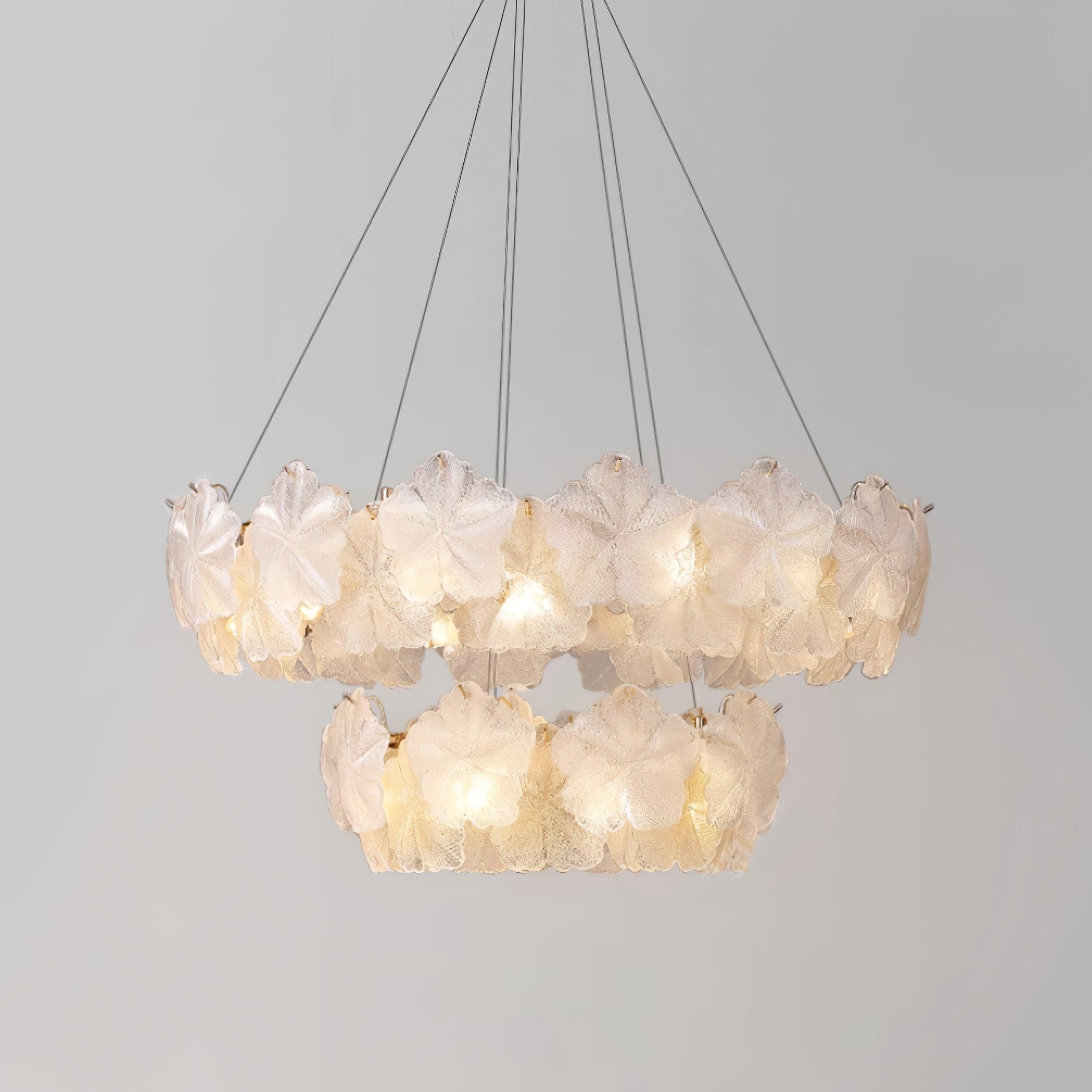 Valery Modern Glass Petal Chandelier Gold Luxury Flush Mount Ceiling Light for Dining Room