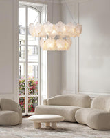 Valery Modern Glass Petal Chandelier Gold Luxury Flush Mount Ceiling Light for Dining Room