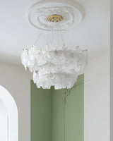 Valery Modern Glass Petal Chandelier Gold Luxury Flush Mount Ceiling Light for Dining Room