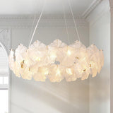 Valery Modern Glass Petal Chandelier Gold Luxury Flush Mount Ceiling Light for Dining Room