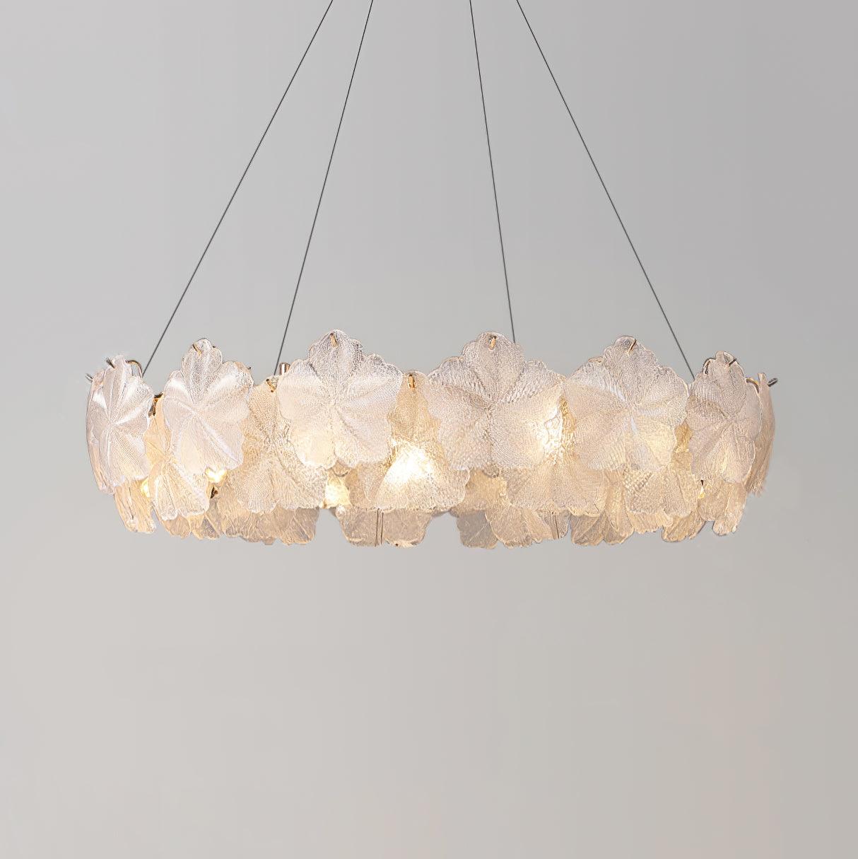 Valery Modern Glass Petal Chandelier Gold Luxury Flush Mount Ceiling Light for Dining Room