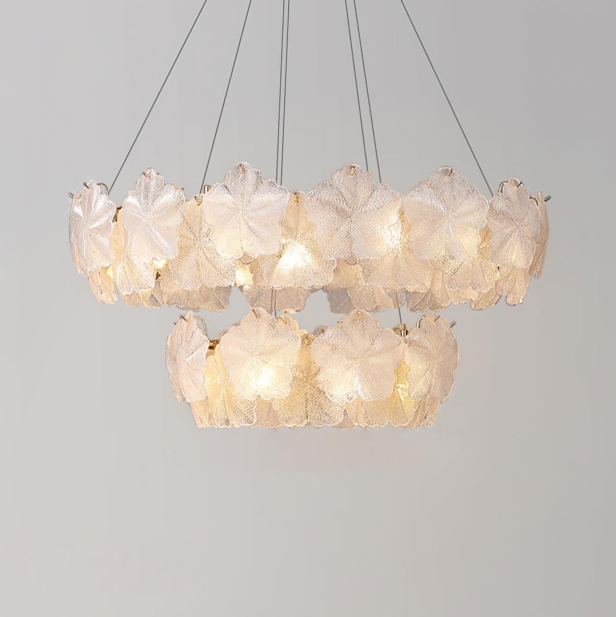 Valery Modern Glass Petal Chandelier Gold Luxury Flush Mount Ceiling Light for Dining Room