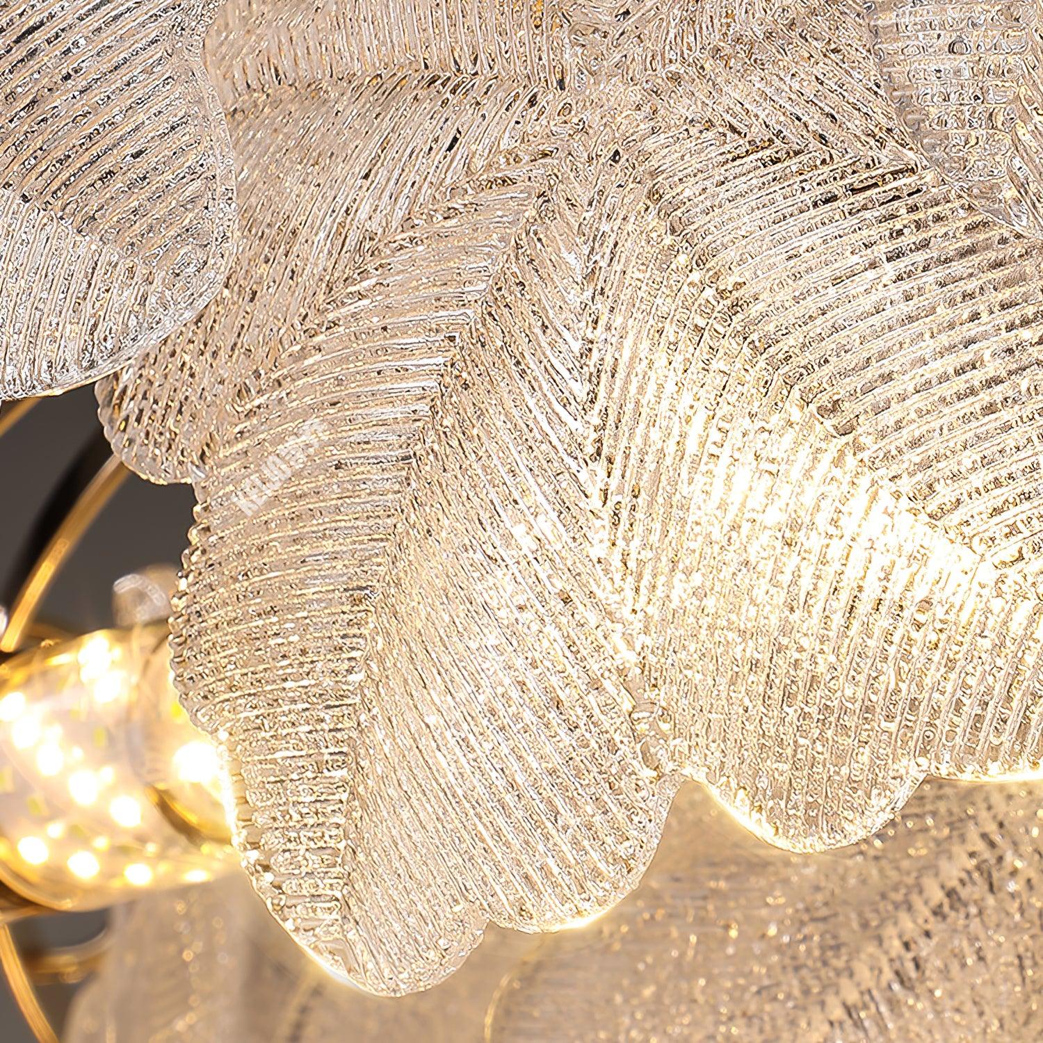 Valery Modern Glass Petal Chandelier Gold Luxury Flush Mount Ceiling Light for Dining Room