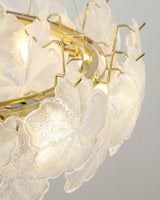 Valery Modern Glass Petal Chandelier Gold Luxury Flush Mount Ceiling Light for Dining Room