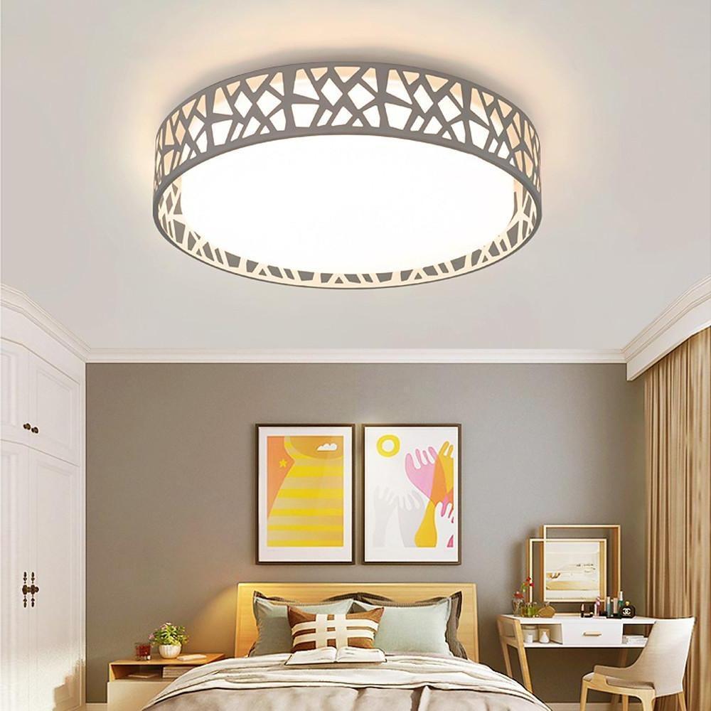 Modern Geometric Round Metal LED Flush Mount Ceiling Light for Bedroom Kitchen and Office