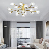 Modern Globe Glass LED Flush Mount Ceiling Light Industrial Metal Lantern Fixture