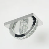 Modern Circular Crystal Flush Mount LED Ceiling Light with Electroplated Metal Finish