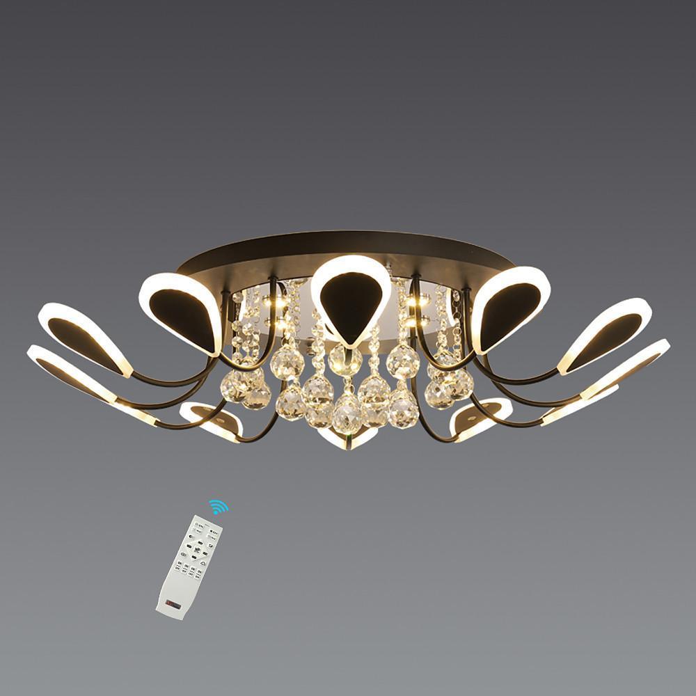 Modern Flower Petal Dimmable LED Crystal Flush Mount Ceiling Lamp