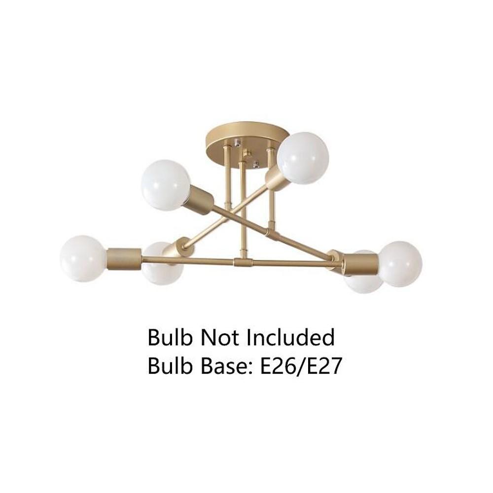 Contemporary 6 Light Geometric Sputnik Semi Flush Mount Ceiling Fixture