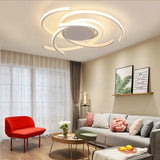 22 Inch Modern Semicircle LED Flush Mount Ceiling Light for Bedroom Artistic Aluminum Fixture