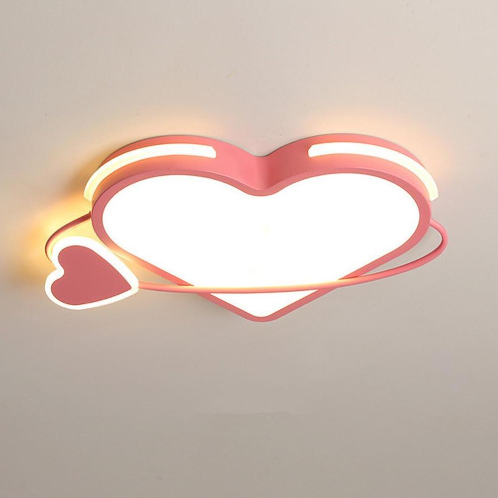 Modern Heart Shaped LED Ceiling Light Dimmable Flush Mount Fixture for Kids Bedroom and Nursery
