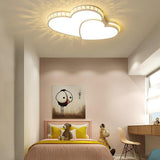 Romantic Gold Double Heart LED Flush Mount Ceiling Light Dimmable Fixture for Bedrooms