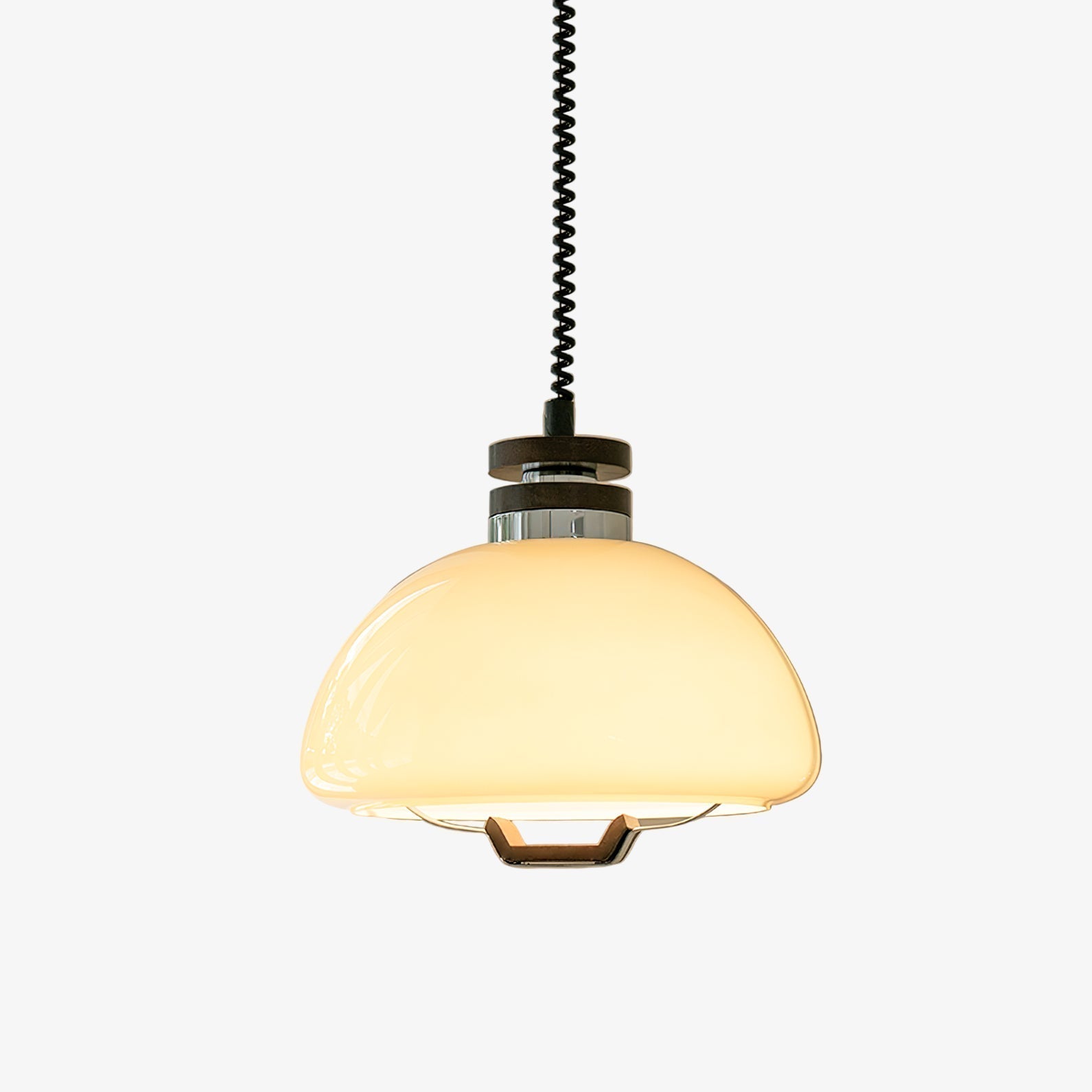 Vela Pudding Glass and Wood Pendant Light with Adjustable Retractable Cable