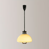 Vela Pudding Glass and Wood Pendant Light with Adjustable Retractable Cable