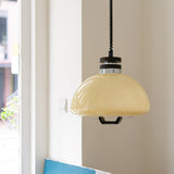 Vela Pudding Glass and Wood Pendant Light with Adjustable Retractable Cable