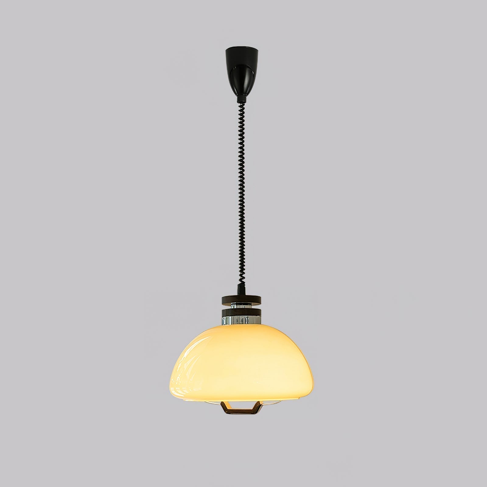 Vela Pudding Glass and Wood Pendant Light with Adjustable Retractable Cable