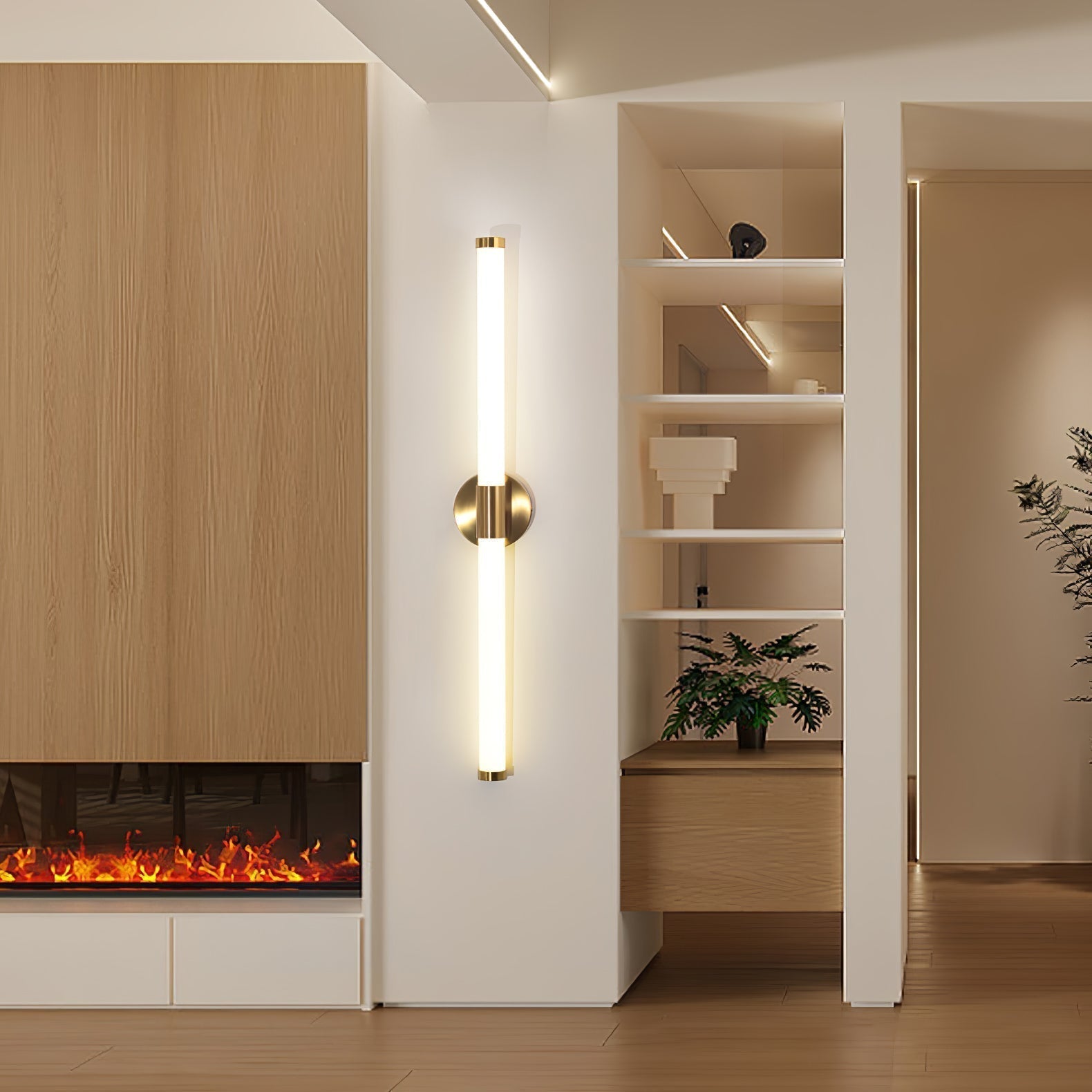 Vertical Gold Tubo Linear LED Wall Lamp Modern Minimalist Architectural Sconce Lighting