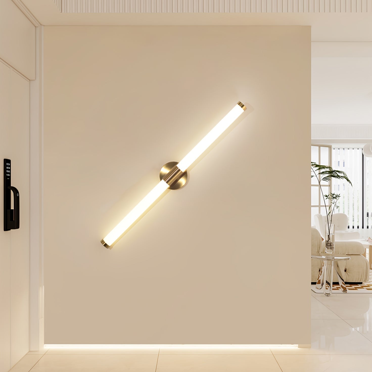 Vertical Gold Tubo Linear LED Wall Lamp Modern Minimalist Architectural Sconce Lighting