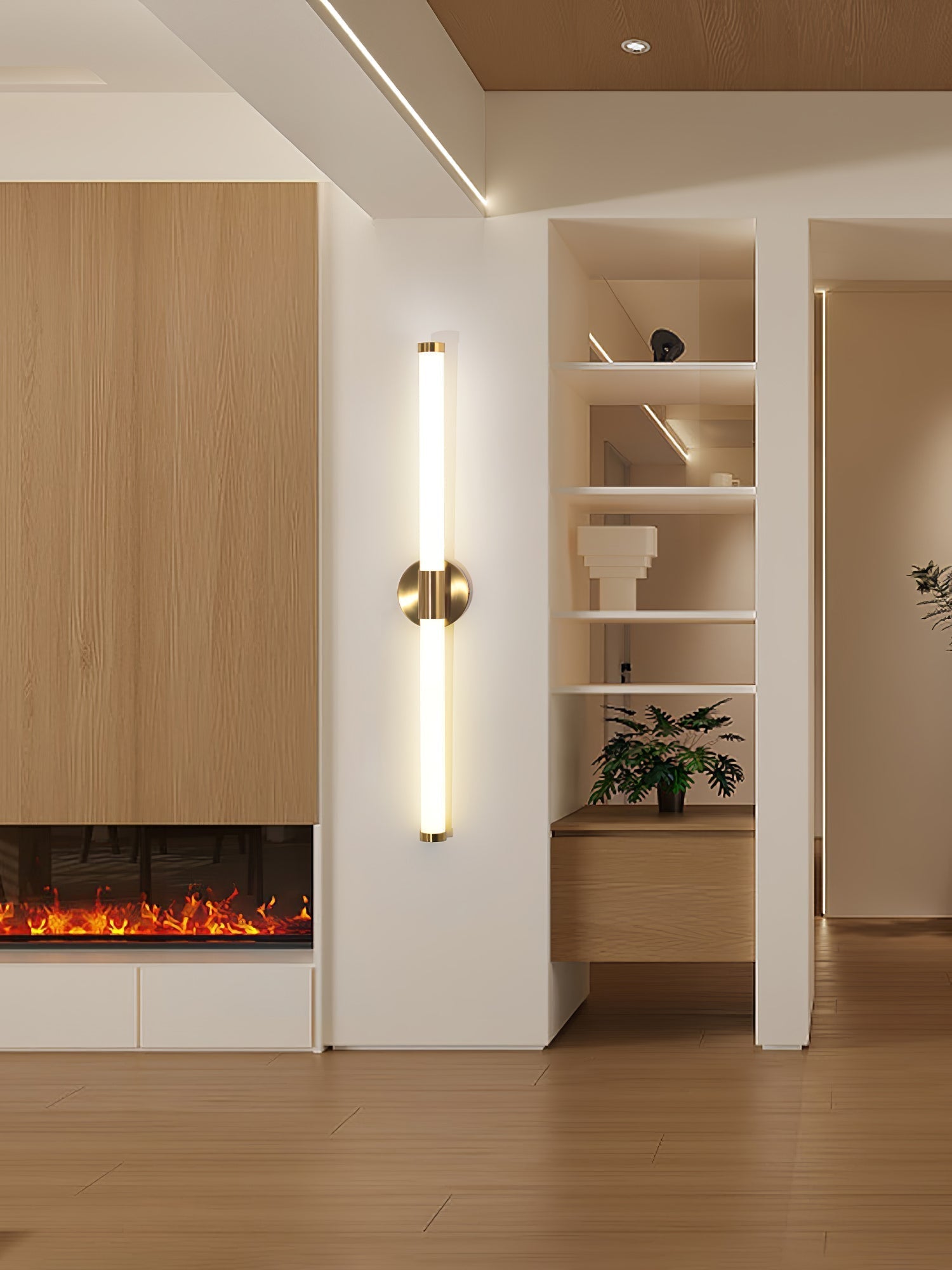 Vertical Gold Tubo Linear LED Wall Lamp Modern Minimalist Architectural Sconce Lighting