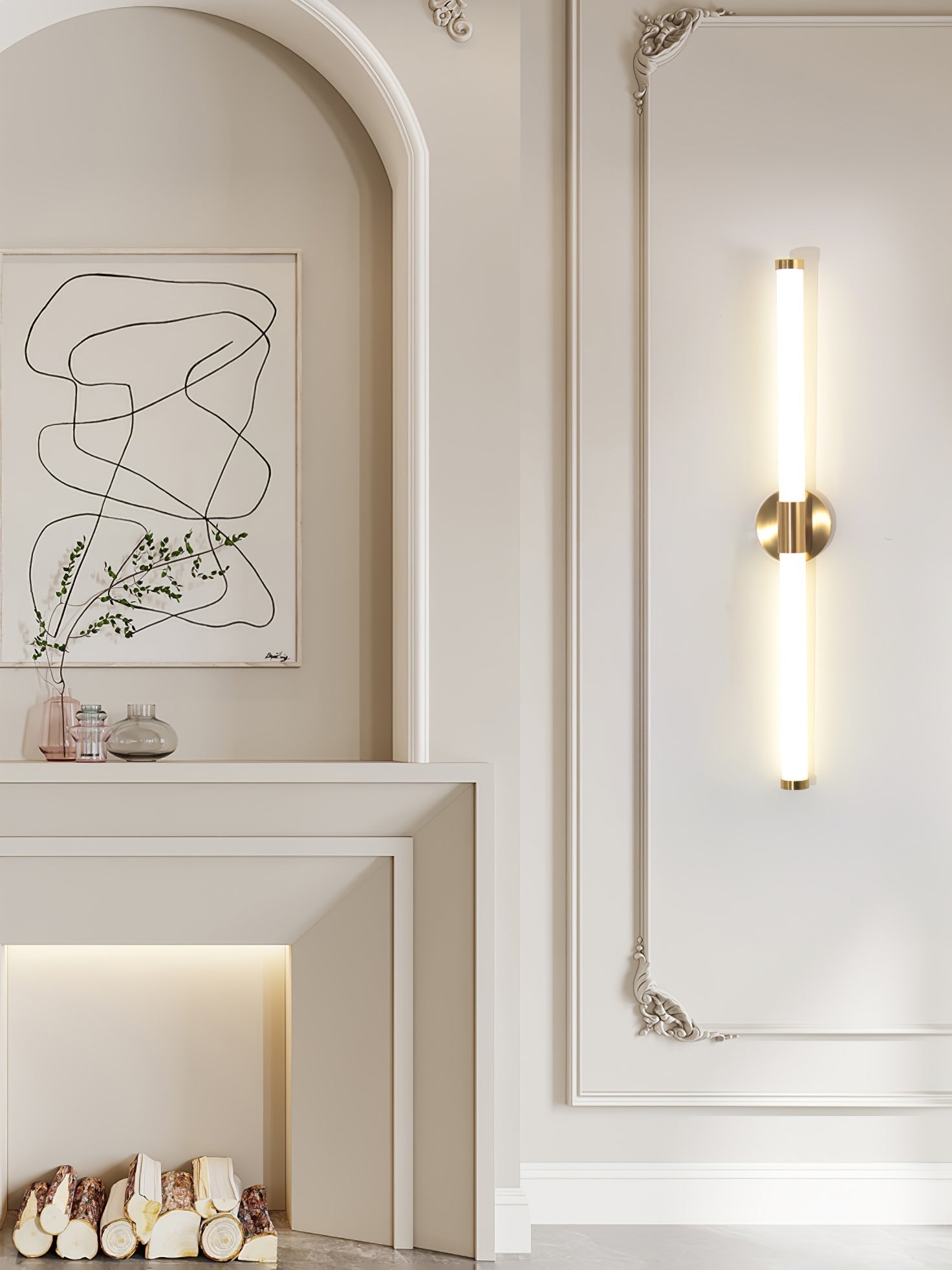 Vertical Gold Tubo Linear LED Wall Lamp Modern Minimalist Architectural Sconce Lighting