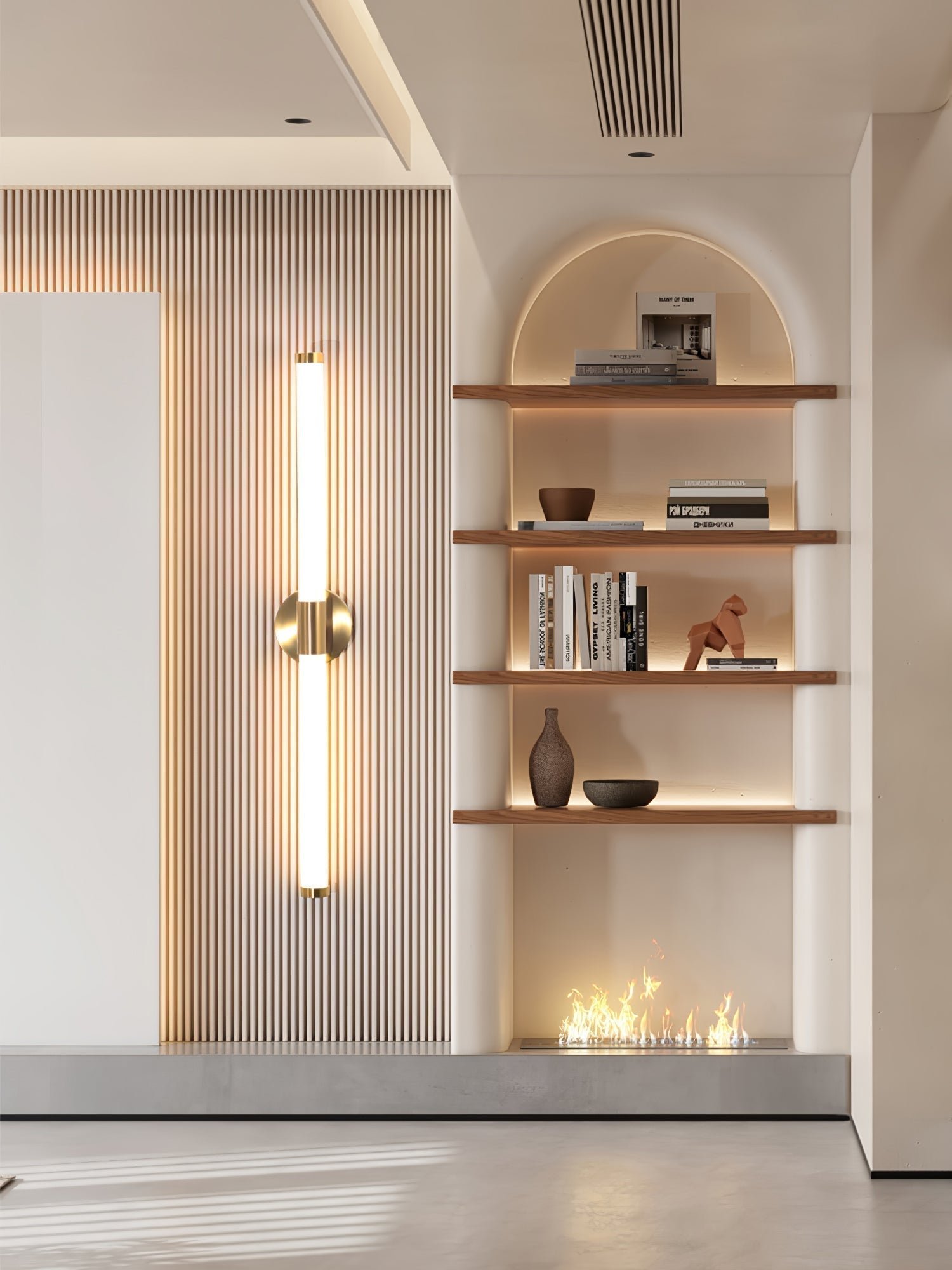 Vertical Gold Tubo Linear LED Wall Lamp Modern Minimalist Architectural Sconce Lighting