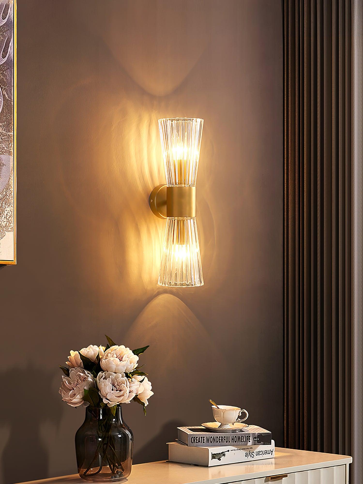 Vesta Gold Crystal Wall Sconce Modern Indoor Sconce Lighting Set of Two