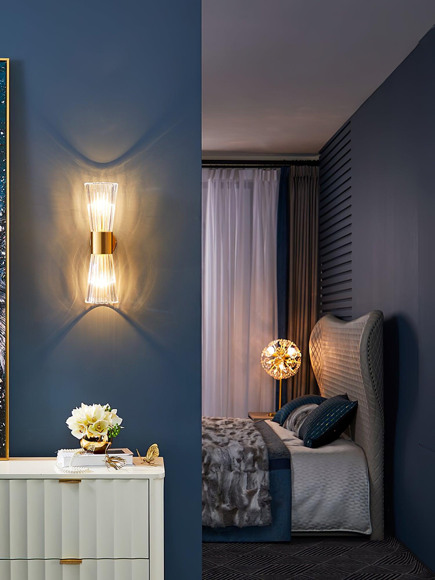 Vesta Gold Crystal Wall Sconce Modern Indoor Sconce Lighting Set of Two