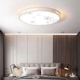 Modern Round Plant Pattern LED Flush Mount Ceiling Lamp for Bedroom Dining Room and Entryway