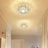Modern Crystal Flower LED Flush Mount Ceiling Light for Entryway Kids Room and Hallway