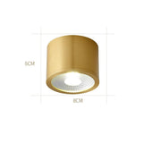 Minimalist Cylindrical LED Flush Mount Ceiling Light Copper Brass Gold Finish Downlight