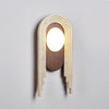 Vima Yellow Travertine and Wood LED Wall Sconce Minimalist Stone Indoor Light Fixture