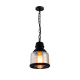 Vintage Amber Glass Pendant Light Retro Iron Lantern Chandelier for Dining Room and Bar