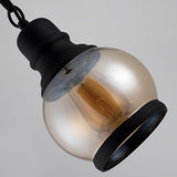 Vintage Amber Glass Pendant Light Retro Iron Lantern Chandelier for Dining Room and Bar